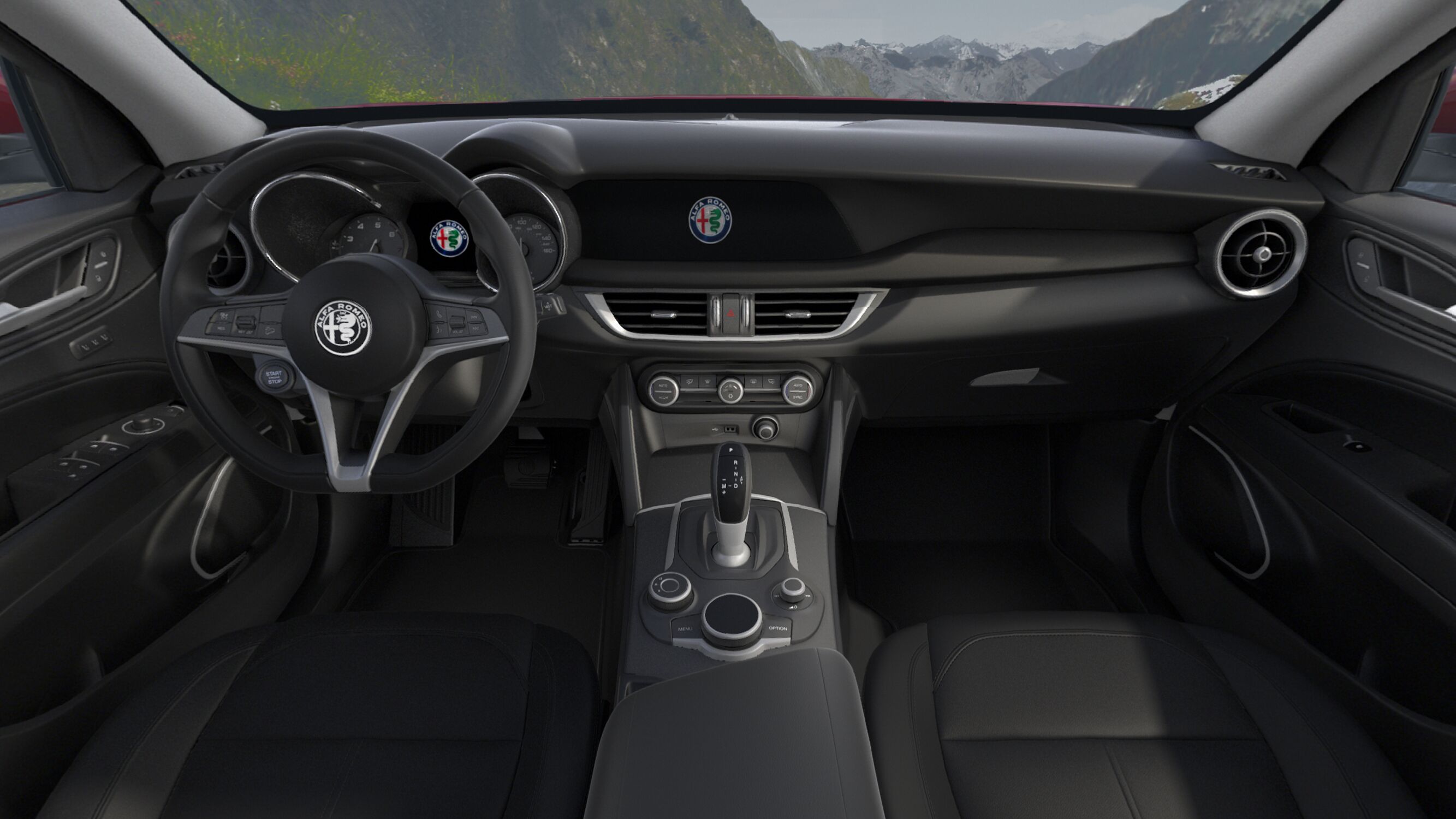 2018 Alfa Romeo Stelvio AWD Black Leather Interior